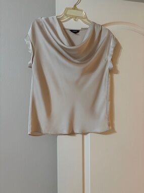 Express Women's Cream Draped Cowl Neck Blouse